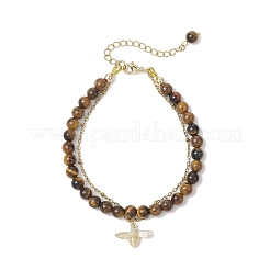 Bracciale multifilo con perline rotonde in fluorite naturale&nbsp;BJEW-JB12034
