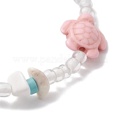 Stretch-Armbänder aus synthetischen Türkis- und Magnesitperlen&nbsp;BJEW-JB11675