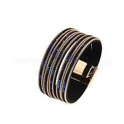 Mehrreihige Armbänder aus PU-Leder mit Strassen&nbsp;WGEB3AF-01