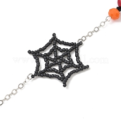 Porte-clés en toile d'araignée en verre sur le thème d'Halloween&nbsp;HJEW-MZ00285-01