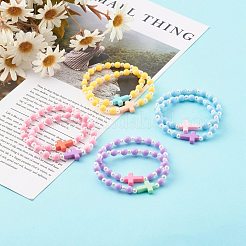 Blickdichte Acryl-Stretch-Perlenarmbänder für Kinder&nbsp;BJEW-JB06230
