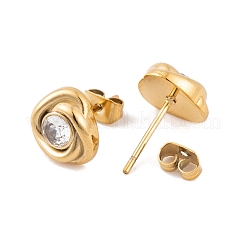 Pendientes de acero inoxidable 304 con forma de flor y rhinestone para mujer&nbsp;EJEW-E311-05G