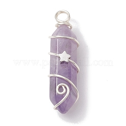 Pendentifs pointus à double borne en pierre naturelle mélangée&nbsp;PALLOY-JF02673