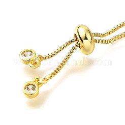 Fabrication de bracelet coulissant réglable en laiton et zircone cubique transparente&nbsp;KK-L230-15G-02