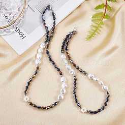 3 Stück natürliche Muschel- und Kunststoffperlen-Blumen- und Glasperlen-Halsketten und Stretch-Armband-Set&nbsp;SJEW-SW00010-01