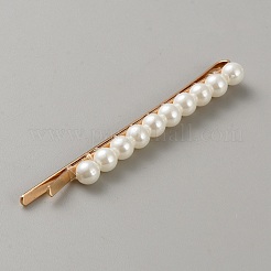 Haarspangen aus Legierung und Kunstperlen&nbsp;OHAR-WH0021-58G