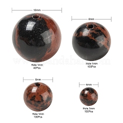 340 pz 4 perline di ossidiana in mogano naturale&nbsp;G-LS0001-44