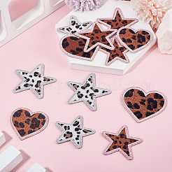 12 pieza de 6 estilos de parches de tela bordada con estampado de leopardo de poliéster para planchar o coser&nbsp;PATC-TA0001-57