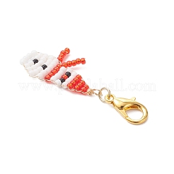 2 pendentif décoratif en perles de verre en forme de bonhomme de neige&nbsp;HJEW-MZ00368