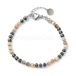 Armbänder aus natürlichem Crazy Achat und nicht magnetischen synthetischen Hämatitperlen für Damen&nbsp;BJEW-Z148-04P-02