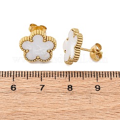 Elegantes pendientes de botón de acero inoxidable 201 con diseño floral vintage para mujer&nbsp;FR2099-3