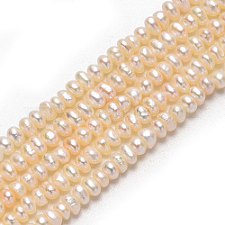 Grade AA Natural Cultured Freshwater Pearl Beads Strands, Two Sides Polished, Creamy White, 3~4mm, Hole: 0.8mm,  about 110pcs/strand, 13.6 inch