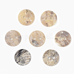 Perlmuttknöpfe, natürlicher Akoya-Muschelknopf, Flachrund, Kamel, 10x1 mm, Bohrung: 1.6 mm