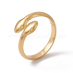 Ионное покрытие (ip) 304 кольцо из нержавеющей стали с двойной змеей и открытой манжетой для женщин, реальный 18k позолоченный, размер США 7 1/2 (17.7 мм)