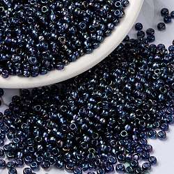Perles rocailles miyuki rondes, Perles de rocaille japonais, (RR3539) fantaisie doublé bleu han, 8/0, 3mm, Trou: 1mm, environ 19000~20500 pcs / livre