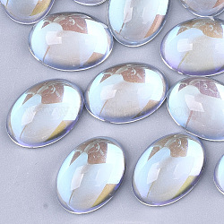 Cabochons en verre transparent, de couleur plaquée ab , ovale, clair ab, 18x13x7mm