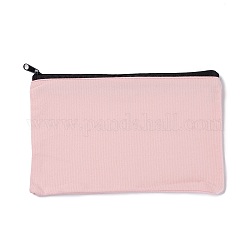 Rectangle Canvas Jewelry Storage Bag, with Black Zipper, Cosmetic Bag, Multipurpose Travel Toiletry Pouch, Pink, 20x13x0.3cm