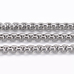 304 Stainless Steel Venetian Chains/Box Chains, Unwelded, with Spool, Stainless Steel Color, 1.5x1.5mm, about 32.8 Feet(10m)/roll
