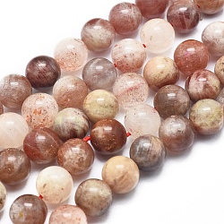Chapelets de perles de sunstone naturelle naturelles, ronde, 10mm, Trou: 1mm, Environ 39 pcs/chapelet, 15.75 pouce (40 cm)