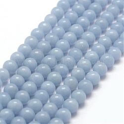 Natürliche Angelit Perlen Stränge, Anhydritperlen, Runde, hellstahlblau, 6 mm, Bohrung: 1 mm, ca. 65 Stk. / Strang, 15.7 Zoll