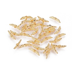 Tibetischer stil legierung perlen, Engelsflügel, golden, Bleifrei und Cadmiumfrei und Nickel frei, 12x3x3 mm, Bohrung: 1.5 mm