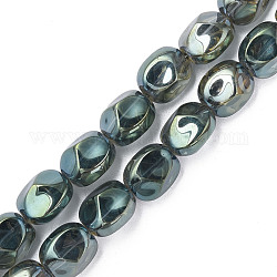 Chapelets de perles en verre électroplaqué, demi-plaqué, ovale, gris ardoise foncé, 12x10.5x10mm, Trou: 1.2mm, Environ 50 pcs/chapelet, 23.62 pouce (60 cm)
