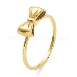 Placcatura ionica (ip) 304 anello da dito in acciaio inossidabile, bowknot, oro, misura degli stati uniti 9 3/4 (19.5mm)
