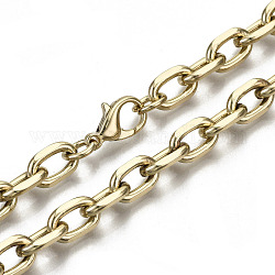 Iron Cable Chains Necklace Making, with Brass Lobster Clasps, Unwelded, Light Gold, 17.91 inch(45.5cm) long, Link: 11x7x2mm, Jump Ring: 7x1mm, 4.5mm inner diameter