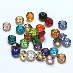 Abalorios de cristal austriaco de imitación, aaa grado, facetados, plano y redondo, color mezclado, 8x4mm, agujero: 0.9~1 mm