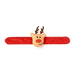 Pulseras de bofetada de navidad, pulseras a presión para niños y adultos fiesta de navidad, reno de navidad / ciervo, arena marrón, 24.5x2.5x0.2 cm