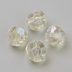 Perline acrilico trasparente, ab colore, sfaccettato, tondo, chiaro ab, 6mm, foro: 1.5mm, circa 4800pcs/500g