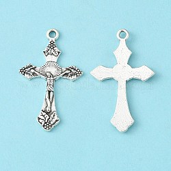 Tibetan Style Alloy Pendants, For Easter, Lead Free and Cadmium Free, Antique Silver, Crucifix Cross, 33.5mm long, 20.5mm wide, 2.5mm thick, hole: 2mm