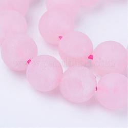 Chapelets de perles en quartz rose naturel, ronde, mat, 6~6.5mm, Trou: 1mm, Environ 63 pcs/chapelet, 15.5 pouce