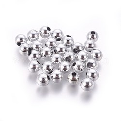 Ccb Kunststoff-Perlen, Runde, Platin Farbe, 5x4.5 mm, Bohrung: 1.6 mm, ca. 620 Stk. / Beutel