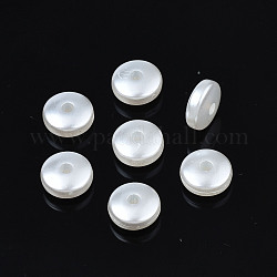 Perles d'imitation perles en plastique ABS, plat rond, blanc crème, 8x3.5mm, Trou: 1.8mm, environ 3400 pcs/500 g