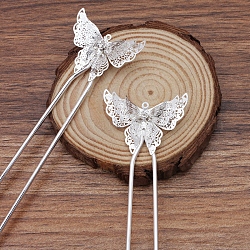 真鍮のヘアフォークパーツ  蝶の細線細工のパーツ  銀  135x35x6.5mm