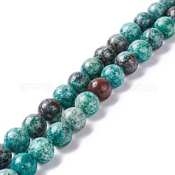 Chapelets de perles en chrysocolle naturelle, ronde, 10mm, Trou: 1.2mm, Environ 40 pcs/chapelet, 15.94~16.34 pouce (40.5~41.5 cm)