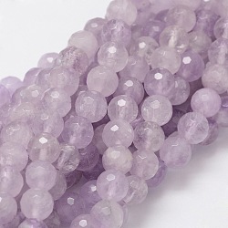 Facetas hebras de perlas naturales amatista redondas, 8mm, agujero: 1 mm, aproximamente 50 pcs / cadena, 15.3 pulgada