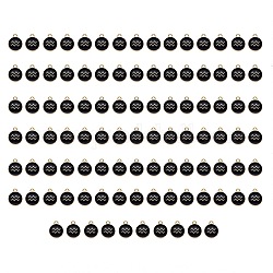 Pendentifs d'émail en alliage, plat rond avec constellation, or clair, noir, Verseau, 15x12x2mm, Trou: 1.5mm, 100 pcs / boîte