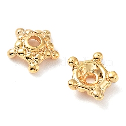 Messing Perle Kappen & Kegel Perlen, apetalous, Stern, echtes 18k vergoldet, 6.5x2 mm, Bohrung: 1.2~1.4 mm