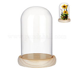 Стеклянный купол nbeads, декоративная витрина, колокол баночка террариум с деревянной основой, для подарка сохраненного цветка своими руками, прозрачные, 90x152 мм, внутренний диаметр: 86 мм