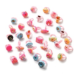 Открытое кольцо-манжета из смолы с мультяшными сладостями для детей, разнообразные, внутренний диаметр: 13.8 мм