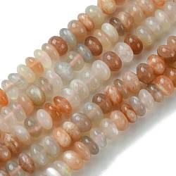 Natürliche Multi-Mondstein-Perlenstränge, Rondell, 6x2.5~4 mm, Bohrung: 0.7 mm, ca. 112 Stk. / Strang, 15.59'' (39.6 cm)