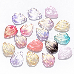 Transparent Glass Pendants, Mixed Style, Petal, Mixed Color, 19x15x3.5mm, Hole: 1mm