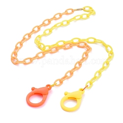 Collares de cadena de cable de plástico abs de dos tonos personalizados, cadenas de anteojos, cadenas de bolsos, con anillos de unión de hierro y cierres de langosta de plástico, coral y amarillo, 26.77~27.95 pulgada (68~71 cm)