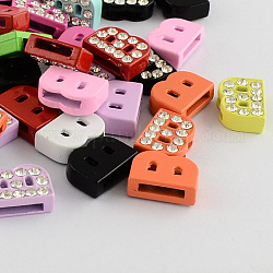 Mixed Color Zinc Alloy Grade A Rhinestone Letter Slide Charms, Letter.B, 12.5x9x4.5mm, Hole: 8x1.5mm