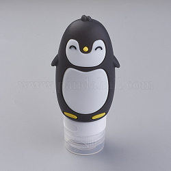 Бутылочная бутылка с 90 мл силикона, шампунь для душа косметическая бутылка для хранения эмульсии, мультфильм пингвин, чёрные, 123x55 мм, мощность: около 90 мл