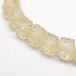 Perles de cube en verre cristal givré, facette, amande blanchie, 11x11x11mm, Trou: 1mm