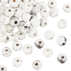 Perles d'howlite naturelle olycraft, ronde, 6mm, Trou: 2mm, 50 pcs / boîte
