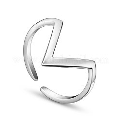 SHEGRACE Chic Rhodium Plated 925 Sterling Silver Cuff Rings, Open Rings, Platinum, 18mm